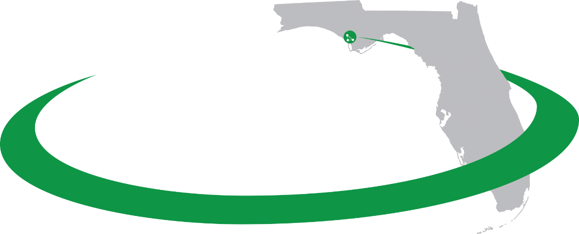 Bay Economic Development Alliance Bay EDA reversed white logo